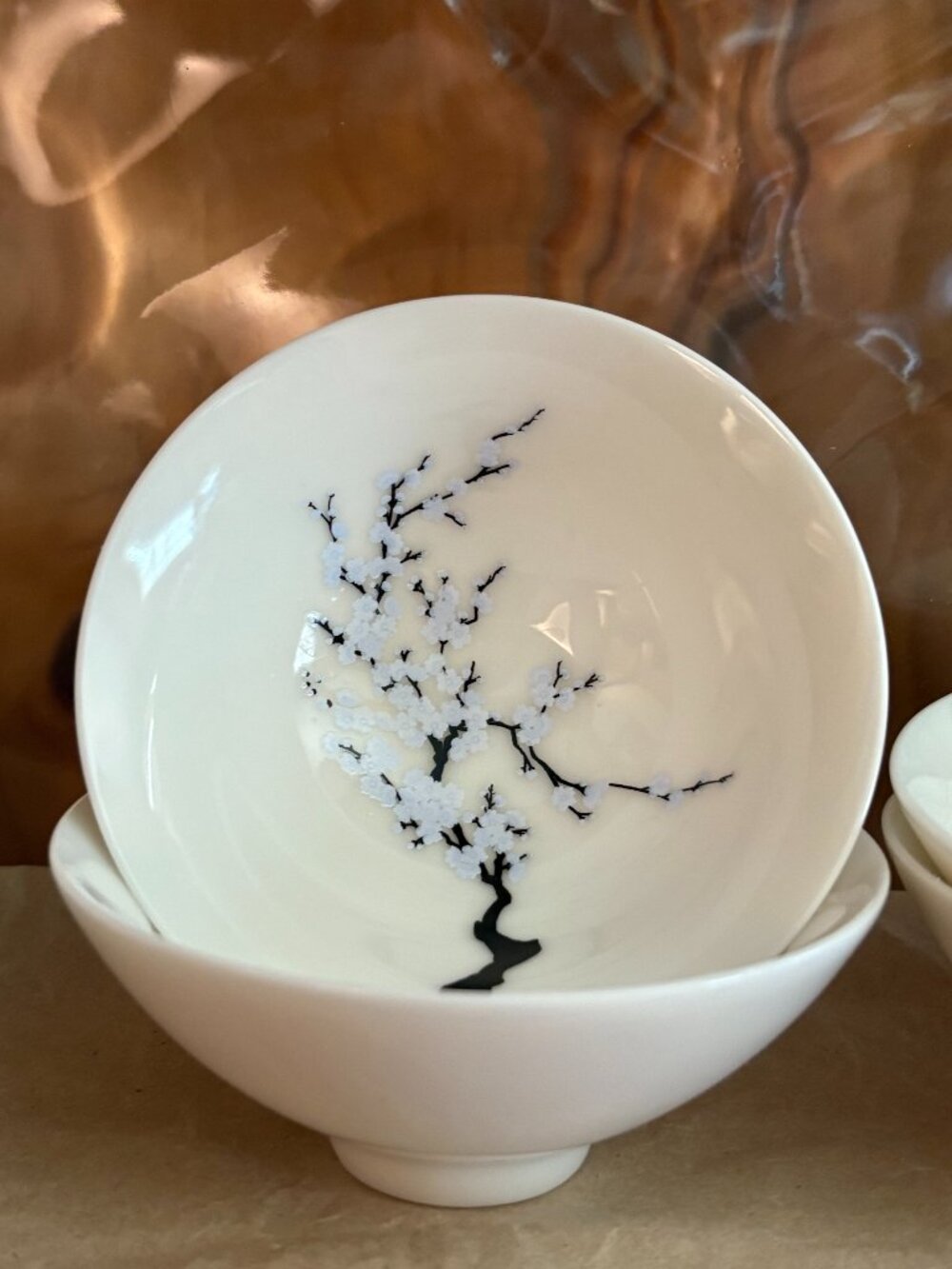 Vintage Japanese Porcelain Dipping Bowls Set of 6 | Cherry Blossom Sakura Sauce